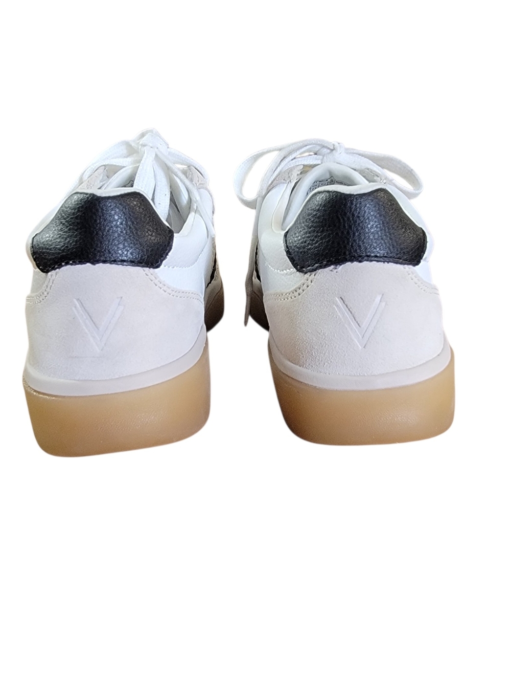 Vionic City Walk White Leather Athletic Sneaker with Black Stripe and Gum Sole - Picture 4 of 11